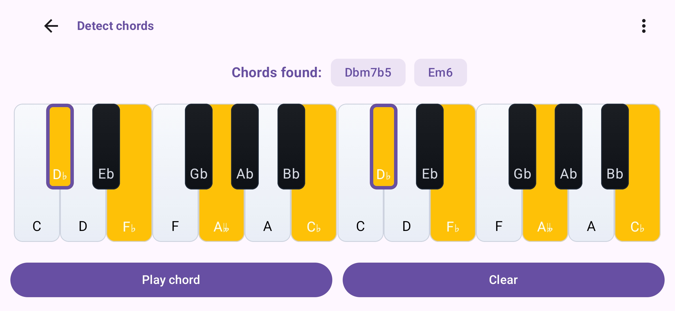 Detect chords screen