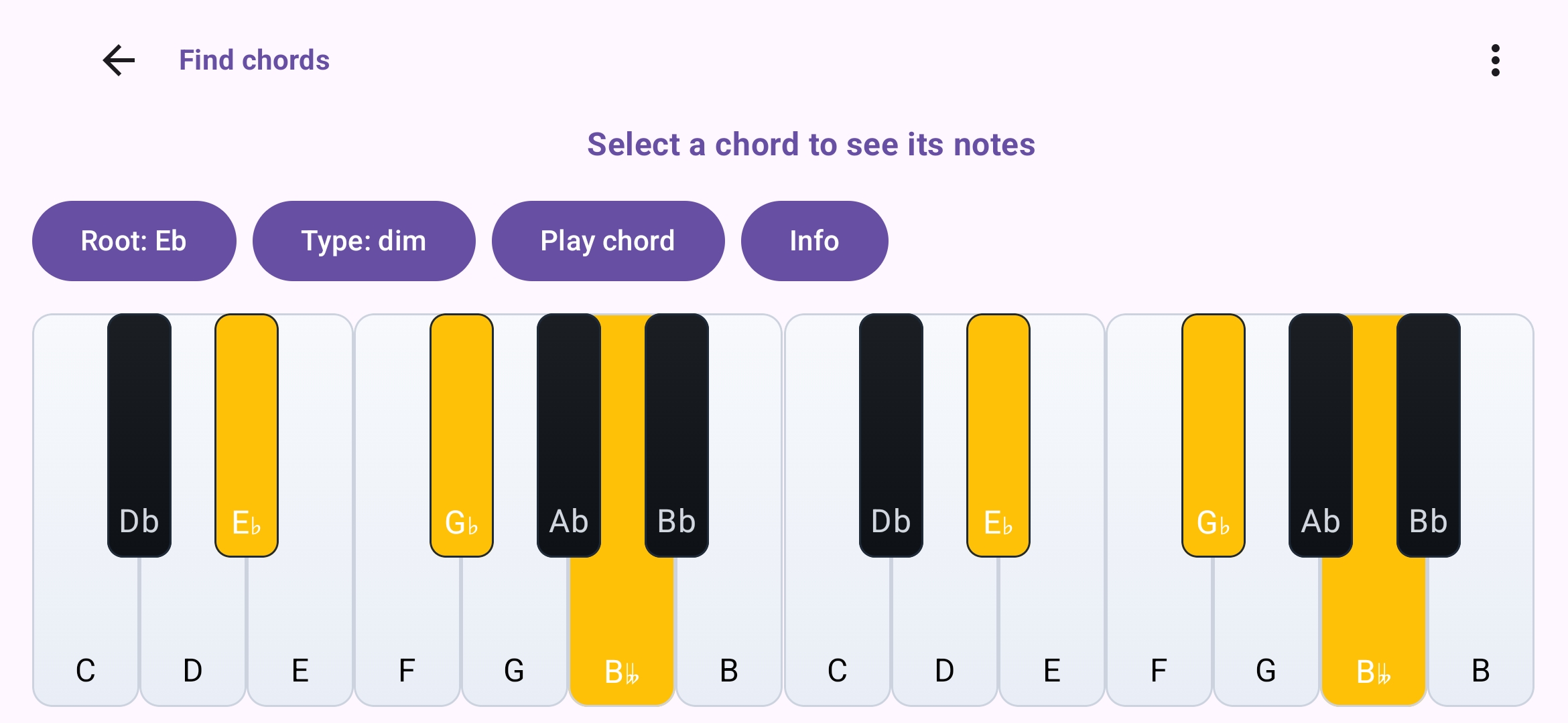 Find chords screen