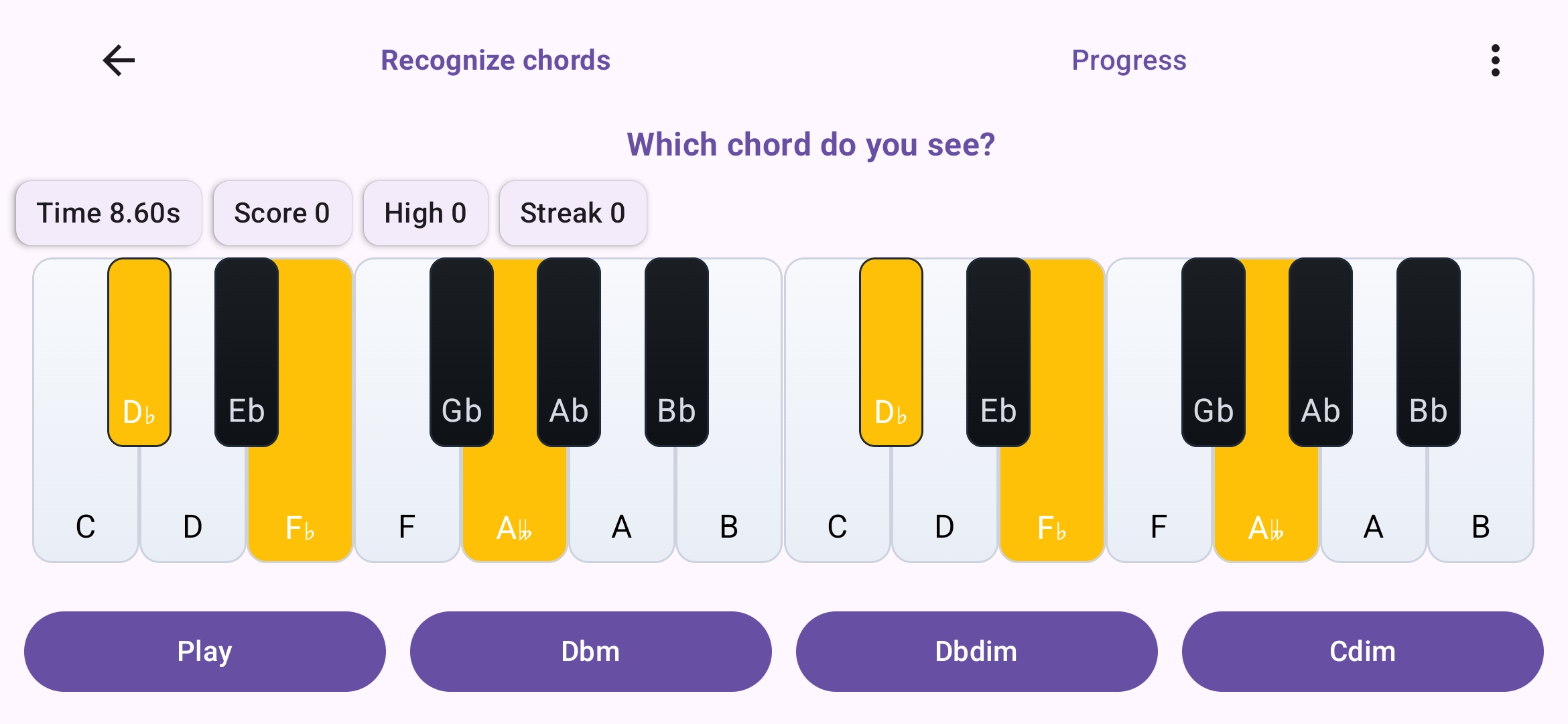 ChordWise Identify chords screen