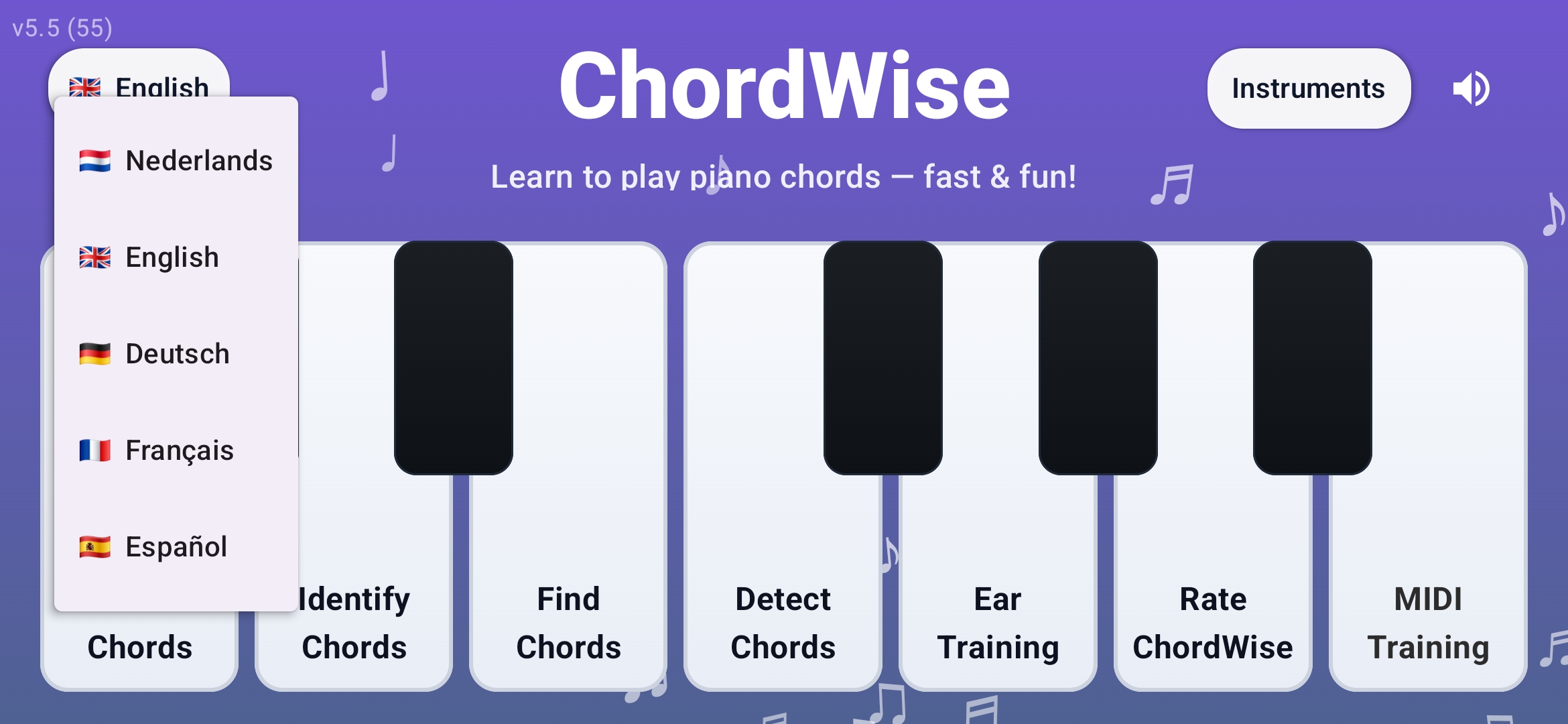 Multi-language selection on the home screen